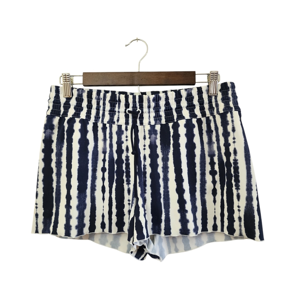 Athleta Tie Dye Wavebreak Swim Shorts Size M Navy White Nautical